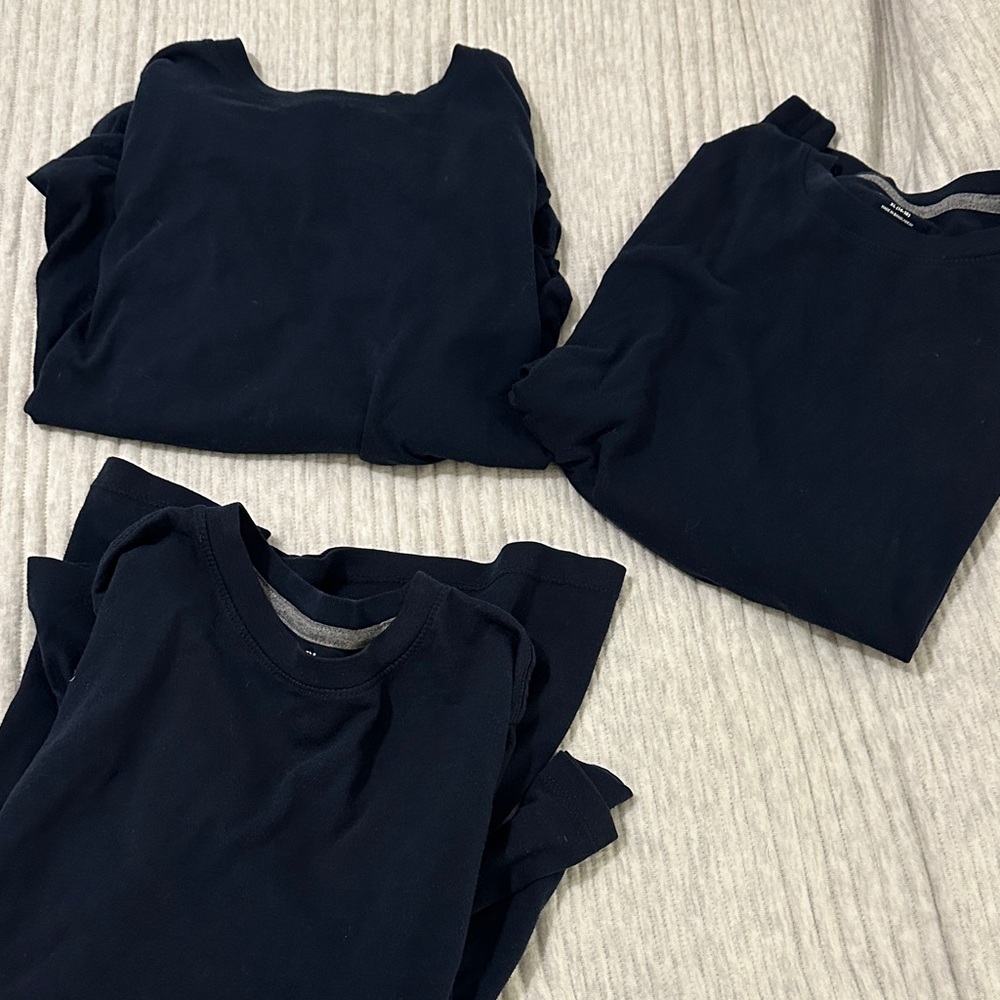 Set of 3 Navy Blue Crewneck Tees